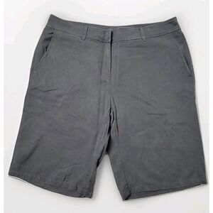 Eileen Fisher Shorts Womens Small Black Tencel Bermuda High Rise Chino Relaxed